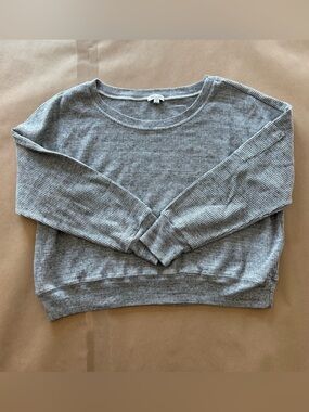 Splendid Gray Waffle Knit LS Top